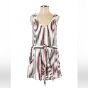 MDS Mark D. Sikes Amanda jumper shorts romper in Navy and Coral strip, 1